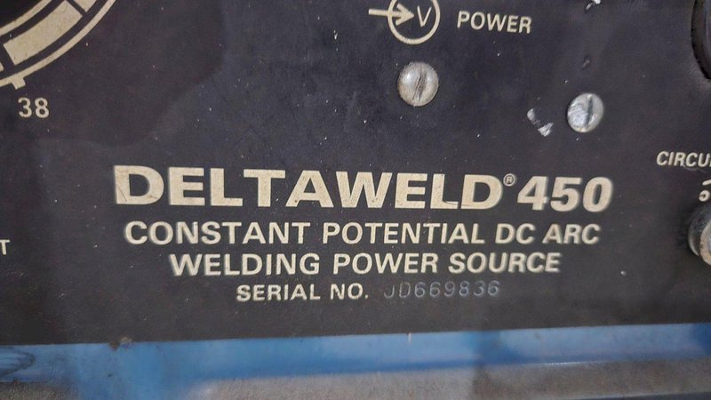 MILLER DELTAWELD 450 ARC WELDER WITH WIRE FEEDER AND CART USED