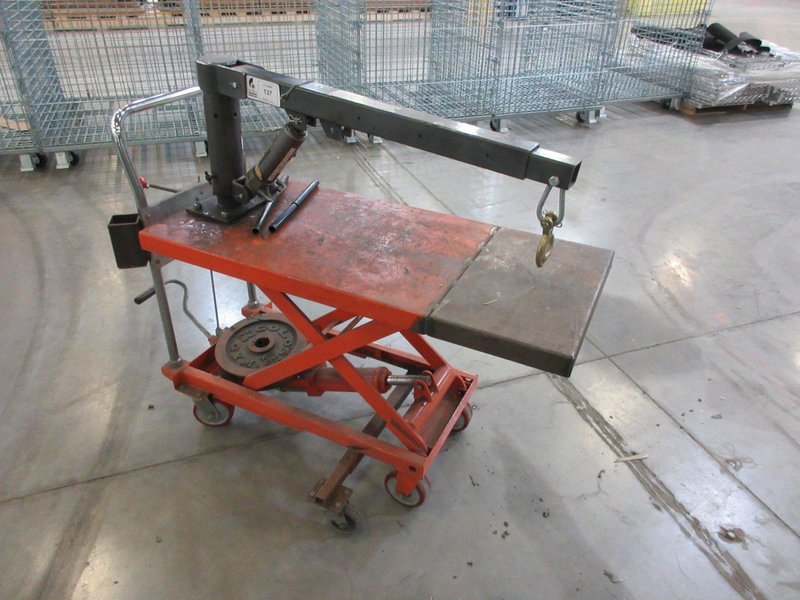 Die Cart, Foot Acuated with 1/2" Ton Adjustable Arm Crane- Auction Item