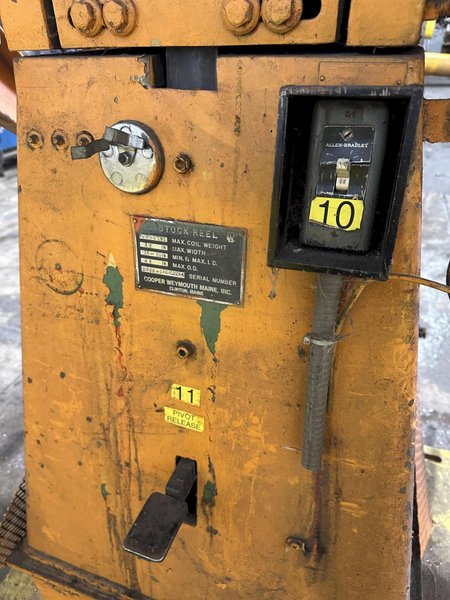 2500 LBS X 12&quot; COOPER WEYMOUTH DOUBLE END PULL-OFF COIL REEL UNCOILER: STOCK #22619