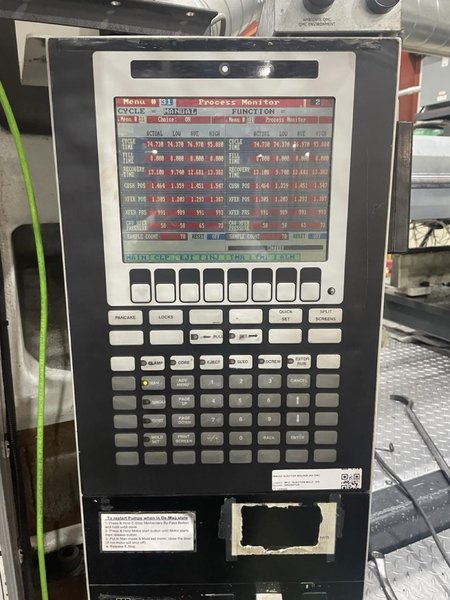 2002 Milacron Maxima MM450 with Yushin VCII‑400 Robot — 450 Ton Injection Molding System