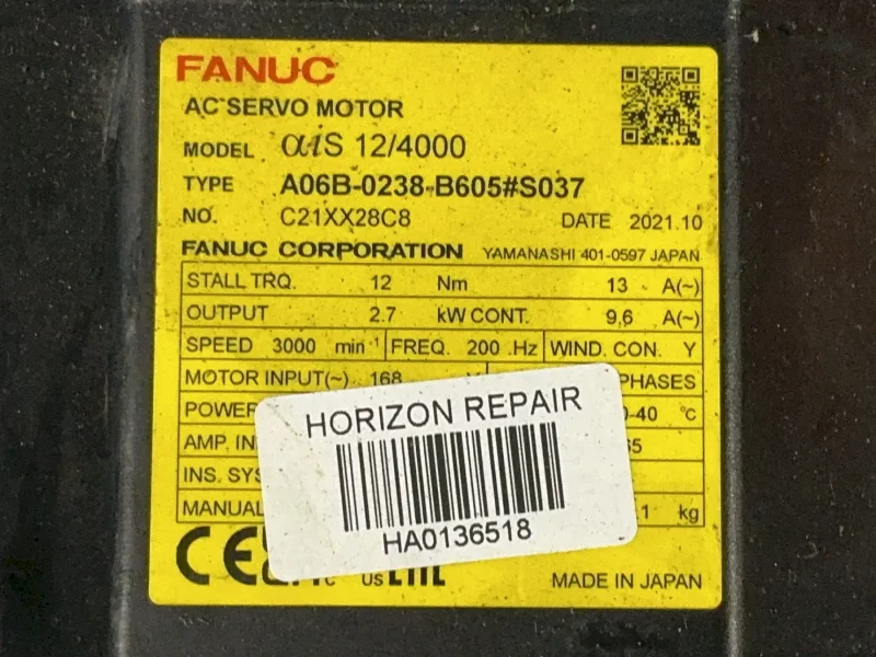 FANUC 3000RPM AC SERVO MOTOR  -  A06B-0238-B605#S037