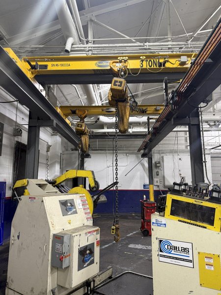 (2) 3 TON x 12' WIDE x 60' LONG CRANE WORKS / HARRINGTON FREE STANDING BRIDGE CRANE SYSTEM: YOBRO #24680