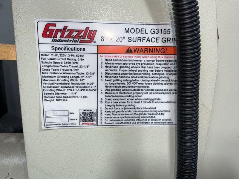 Grizzly 8” X 16” Surface Grinder - G3155