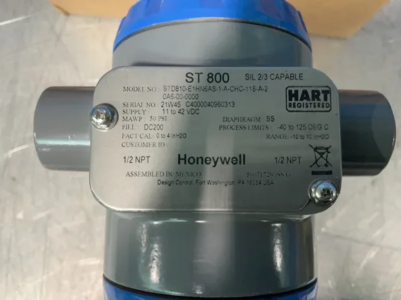 Honeywell 50 Psi Differential Pressure Transmitter - Std810-e1hn6as-1-a-chc-11s-a-20a6-00-0000