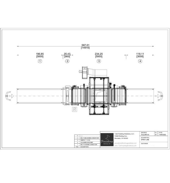 VD Finishing Systems - VD Simple Dynamic TOP CS  Yr. 2022   With Pressurized cabin, filtering system, 2 Sets of Guns with 8 Spraying Heads, Wondrous Pannel Cleaning System, Heated Humidify Control Air Unit, 17' Infeed Conveyor, Coil-Uncoil Paper System, 10' Exit Conveyer,