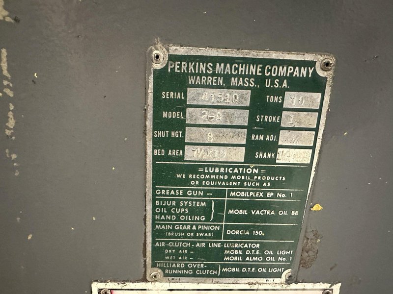 10 TON PERKINS MODEL #2A GAP BED FLYWHEEL PRESS: STOCK #77481