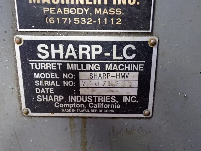 SHARP INDUSTRIES 9" X 49" VERTICAL MILL  -  SHARP-HMV