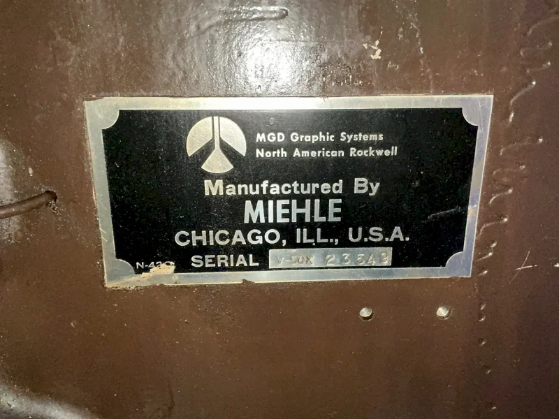 MIEHLE 12” X 19” X 13” VERTICAL CYLINDER PRESS