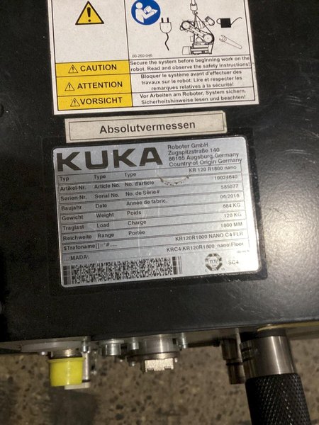 KUKA KR 120 R1800 nano Robot w/ KR C4 NA Controls, Missing Cable Set USED