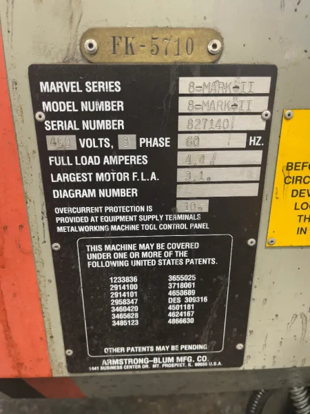 MARVEL / ARMSTONG-BLUM MFG CO. 18” X 26” VERTICAL BAND SAW   -  8-MARK-II