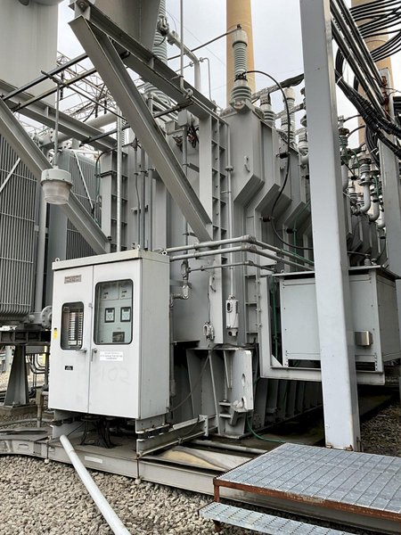 #3 cranker (not available now) HICO Three Phase Shell Form Transformer, Rated Capacity  81000/108000/135000 KVA, 345000 HV, 13800 XV, 13800 LV, Class ONAN/ONAF1/ONAF2