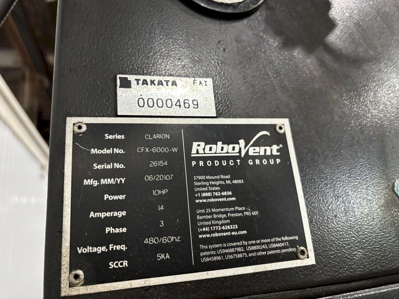 6,000 CFM x 10 HP ROBOVENT MODEL #CFX-6000-W VENTILATION DUST COLLECTOR / MIST COLLECTOR: STOCK #23440