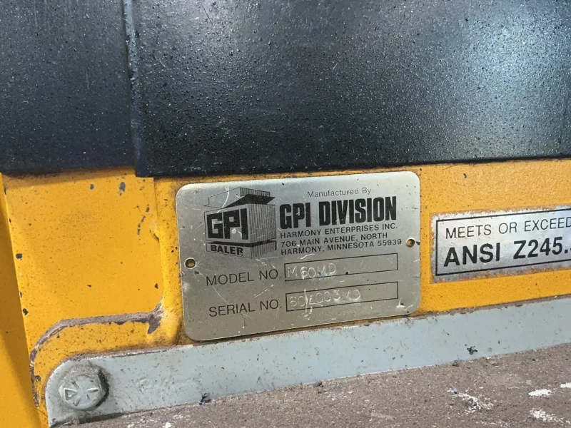 GPI DIVISON 30” X 60” BALER  -  M60MD