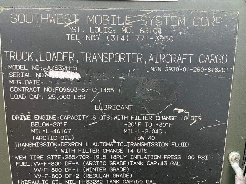 25,000 LBS SOUTHWEST (2009) MODEL #AS32H-5 MOBILE TRUCK, LOADER, TRANSPORTER, AIRCRAFT CARGO: STOCK #20763