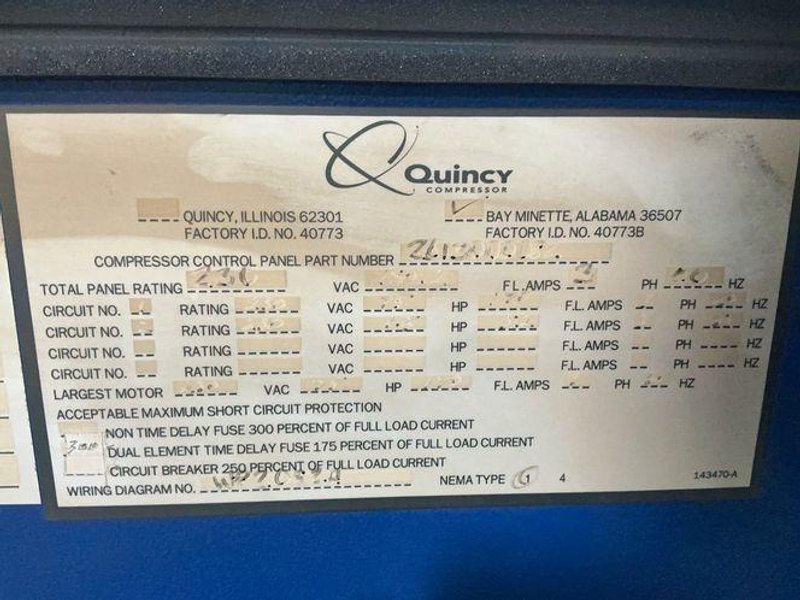 QUINCY COMPRESSOR 75 HP AIR COMPRESSOR   -  QSI-335I