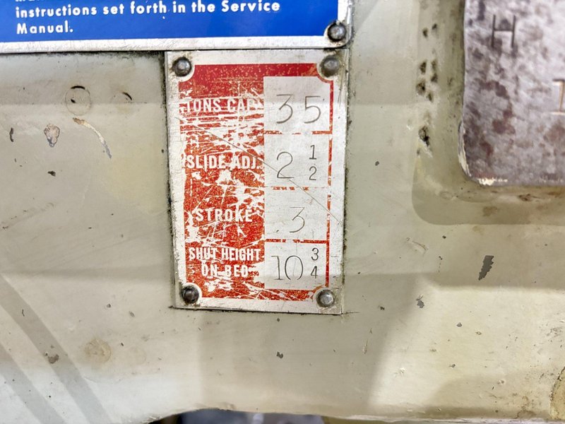 35 TON BLISS MODEL #C35 AIR CLUTCH OBI PUNCH PRESS, 3" STROKE: STOCK #21171