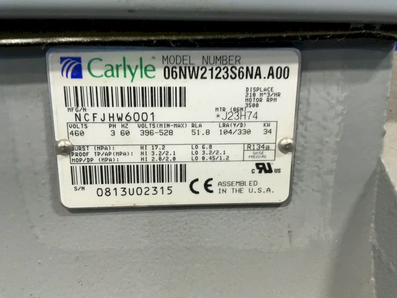 CARRIER 30 BAR WATER COOLED CHILLER  -  30HXC076R—661KA