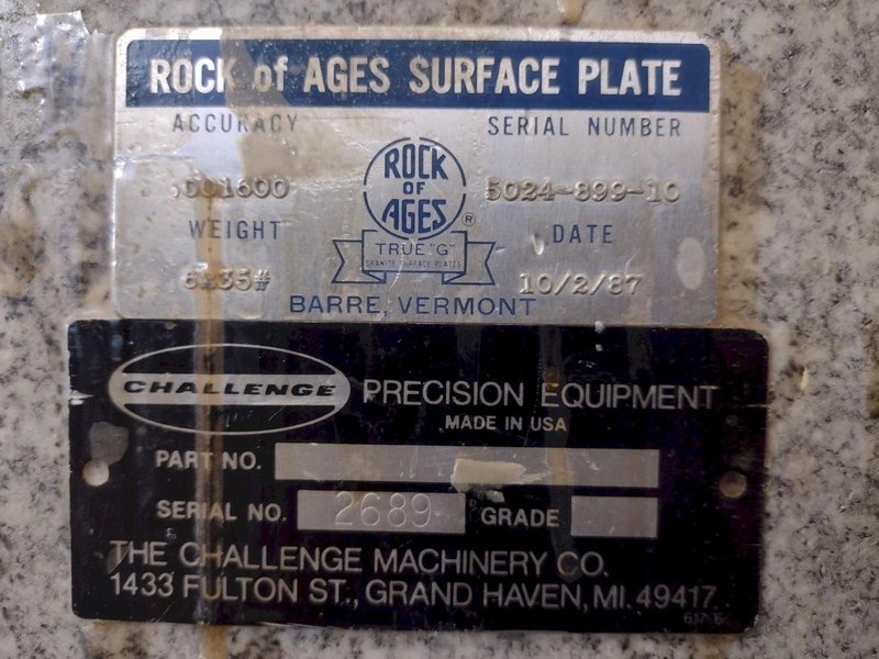 8&#039; X 4&#039; X 14&quot; ROCK OF AGES PRECISION LAYOUT INSPECTION GRANITE TABLE: STOCK #23795