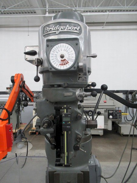Bridgeport 2J Vertical Knee Mill, Mitutoyo 2-Axis DRO, Quill Scale, Power Table Feed