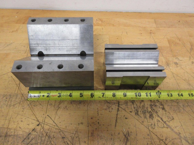 V-Blocks Precision Ground (2pcs) Larger Sizes, (1) 90 x 70 x 125mm, (1) Fowler 6" x 6" x 4" with Mounting Holes- Auction Item