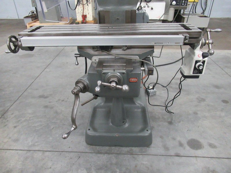 Bridgeport 2J Vertical Knee Mill, Mitutoyo 2-Axis DRO, Quill Scale, Power Table Feed