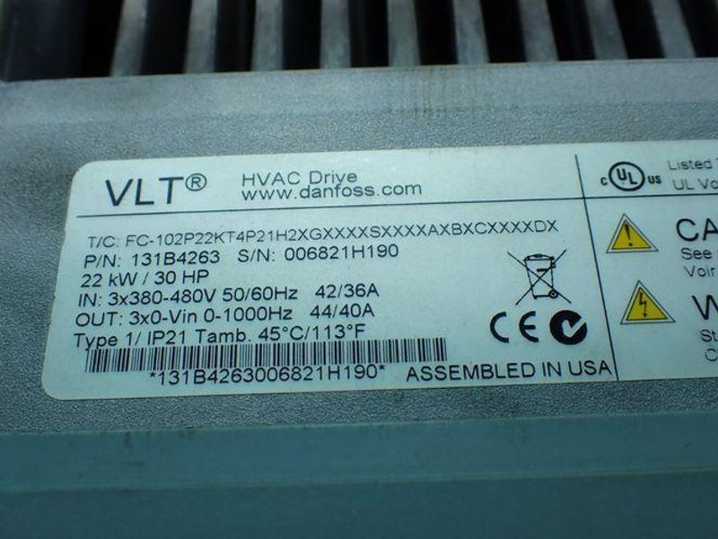 DANFOSS 30HP VLT HVAC DRIVE UNIT  -  131B4263
