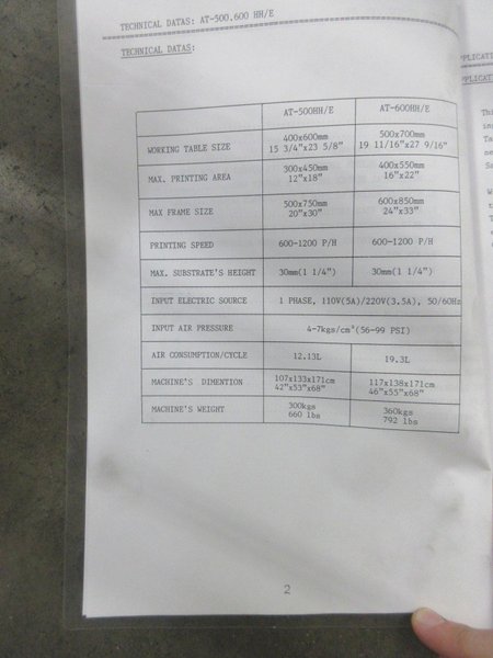 ATMA Pneumatic Euro-Spec Sliding Table Screen Printer- Auction Item