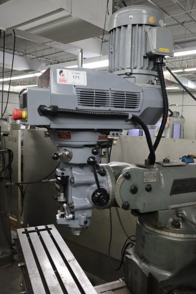 Bridgeport Vertical Mill with Acer Electronic Variable Speed Head, 0=4,500 RPM, 2 Axis DRO, Power Table Feed- Auction Item