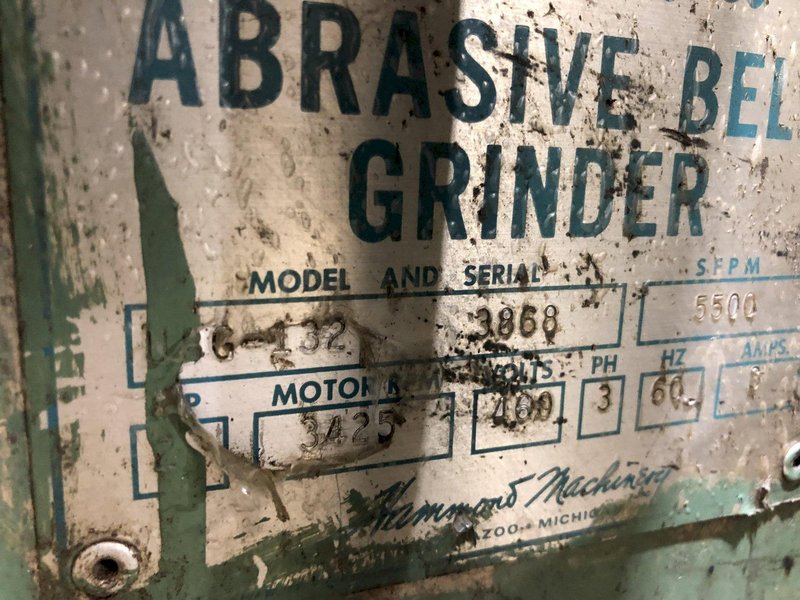 2-1/2&quot; HAMMOND GRINDER MODEL UBG132 SINGLE END BELT SANDER: STOCK 17271