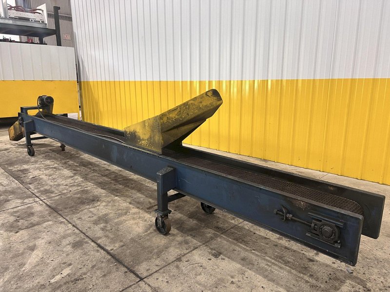 16&#039; LONG X 12&quot; WIDE METAL BELT PARTS TRANSFER CONVEYOR: STOCK #21669