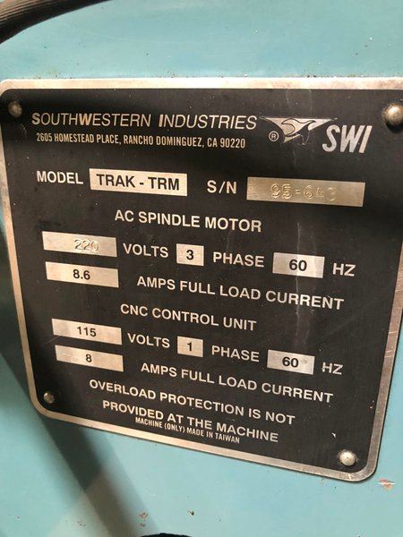 SOUTHWESTERN INDUSTRIES TRAK TRM 2--AXIS CNC BED MILL