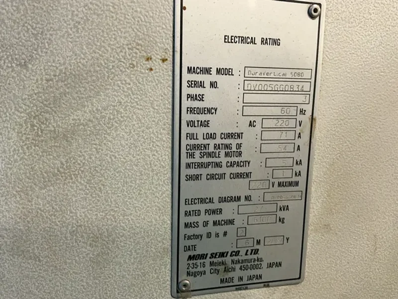 Mori Seiki 24" X 42" CNC VMC  - Duravertical 5080