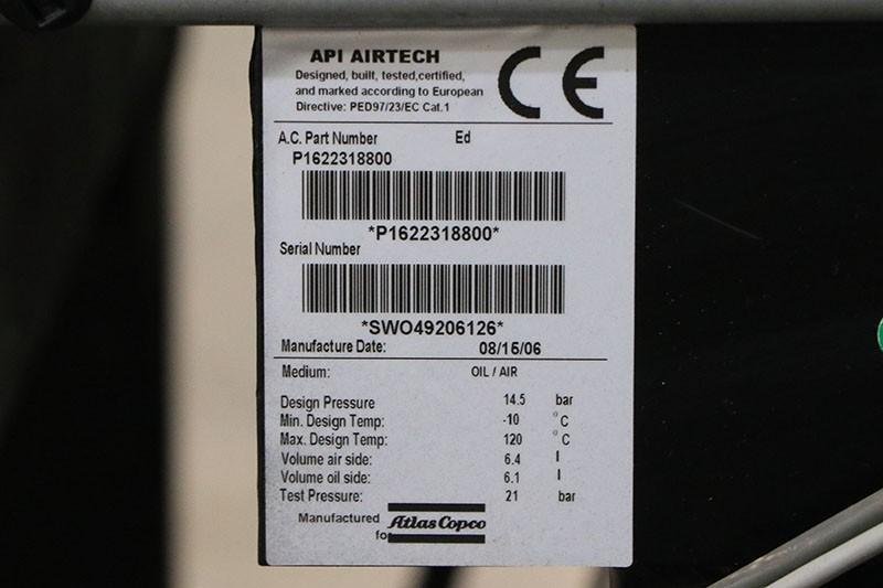 ATLAS COPCO Rotary Screw Air Compressor, Model GA37 VSD