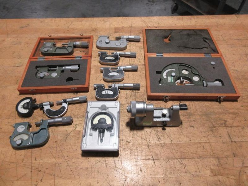 Pressure Micrometers, 0-1" &amp; 1-2", (1) Mahr Bench Micrometer with Millimess Indicator, Other Assorted Brands, Mitutoyo, Scherr Tumico- Auction Item