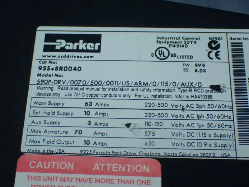 PARKER DC590+ INTEGRATOR SERIES DRIVE  -  955+8R0040
