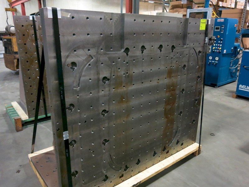 Machined Angle Plate - 5&#039; 10&quot; w x 5&#039; Ht. Face, Base 37&quot; x 70&quot; Wide - Drilled/Tapped - 4&quot; on Center