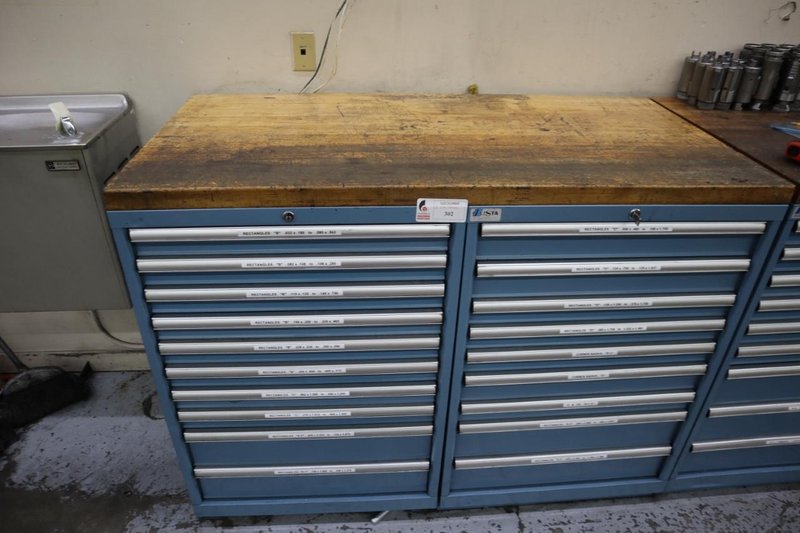 112 and Marathon 112, Turret Punch Tooling, (2) Lista Cabinets with Maple Top Loaded with Tooling- Auction Item