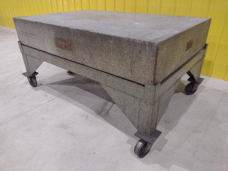 72&quot; X 48&quot; X 12&quot; RAHN GRANITE SURFACE PLATE ON TABLE W/ CASTERS : STOCK 20059