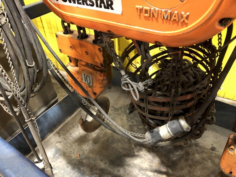 10 TON CM MODEL #POWERSTAR-7201 ELECTRIC CHAIN HOIST WITH POWER TROLLEY: STOCK #18370