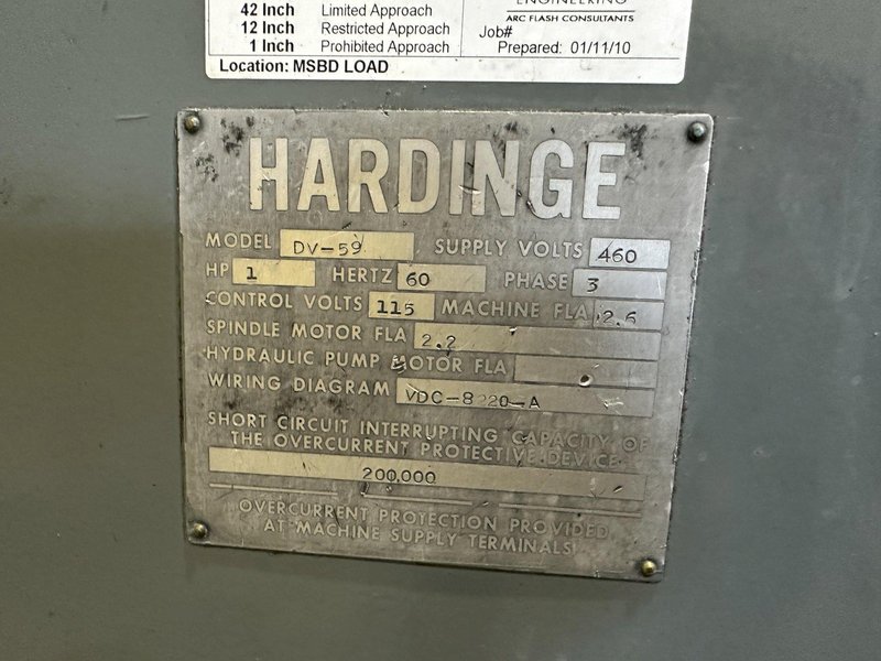9" X 28" HARDINGE DV-59 LATHE WITH THEMAC ID GRINDER SPINDLE : STOCK #22733