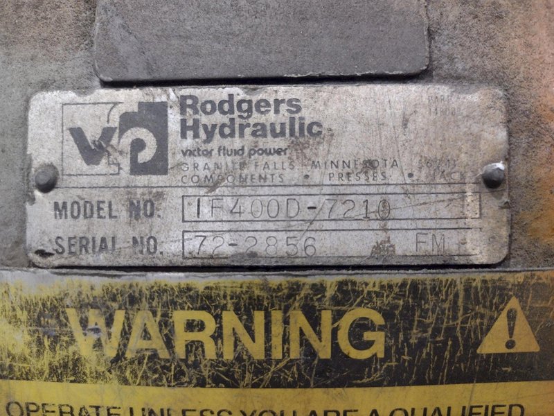 400 TON RODGERS  MODEL #1F400D-7214 HYDRAULIC HORIZONTAL INCLINED WHEEL PRESS: YOBRO 24526