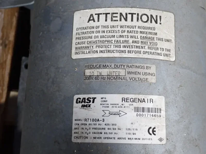 Gast Index Regenair  8-10 Hp Regenerative Blower - R7100a-3