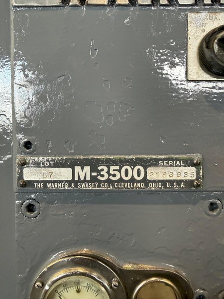 3A WARNER &amp; SWASEY M-3500 SADDLE TYPE TURRET LATHE. STOCK # 0345325