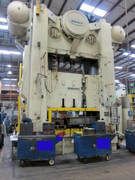 800 TON DANLY S2-800-90-54 STRAIGHT SIDE DOUBLE CRANK PRESS.(4 AVAILABLE) STOCK # 0340825