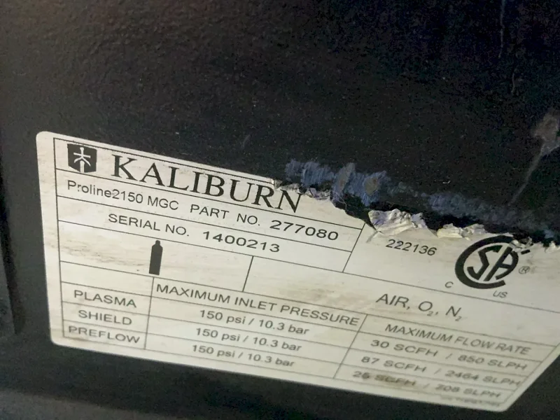 KALIBURN 150 PSI / 10.3 BAR / 150 A PLASMA CUTTER  -  PROLINE2150