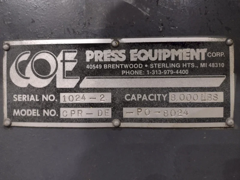 COE CPR-DE DOUBLE END UNCOILER &amp; COE CPPS-PO STRAIGHTENER: YOBRO #24984