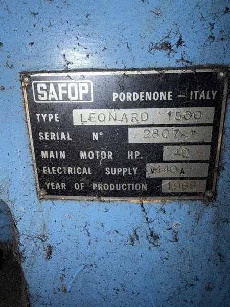 84" X 240" SAFOP LEONARD MODEL-1500 HEAVY DUTY ENGINE LATHE. STOCK # 0549026