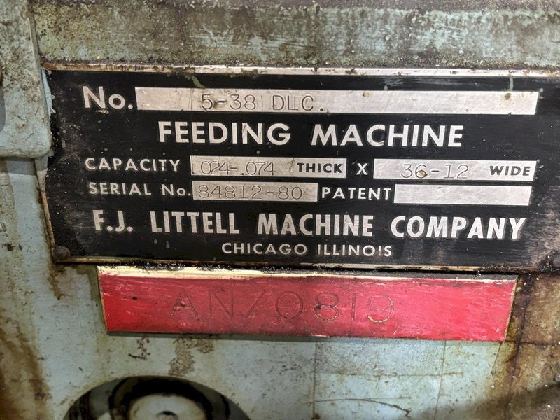 36” X .024 (12” X .074”) LITTELL MODEL 5-38DLC COIL FEEDER: STOCK #21340
