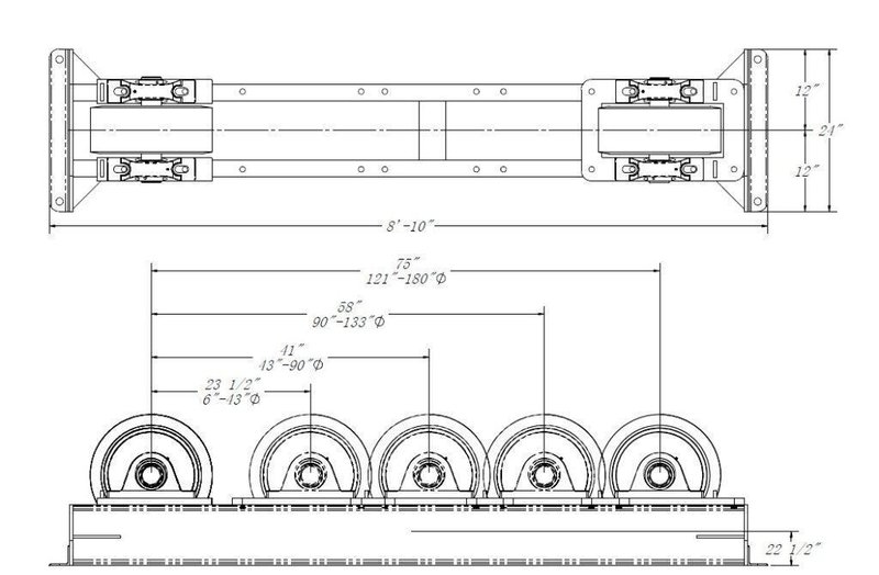 40 TON (80,000 LBS) x 15' WEBB MODEL R-500 POWERED TANK TURNING ROLLS; 1 DRIVE &amp; 3 IDLERS: STOCK #23747