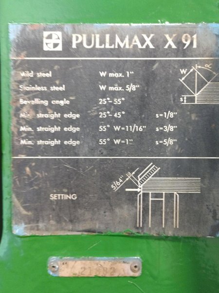 2" PULLMAX Z-91 PLATE BEVELING MACHINE: STOCK 13054